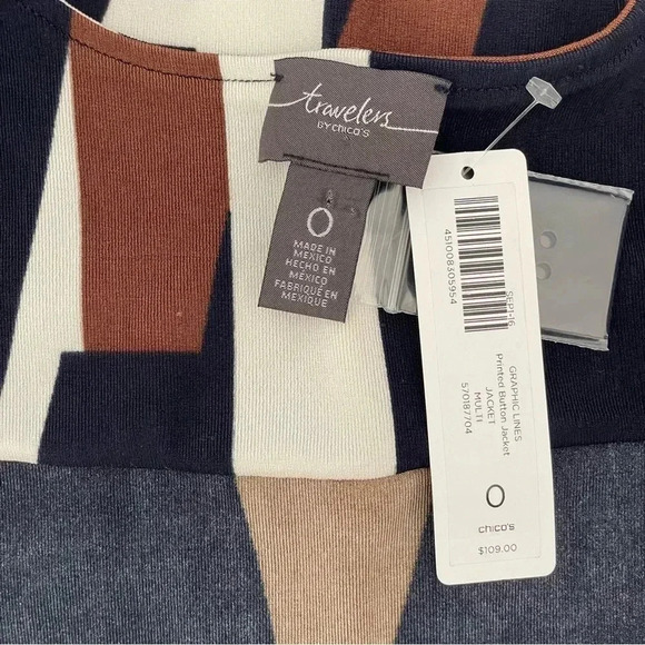 Chico’s Travelers Classic Printed Button Jacket Coat Cardigan Women Size S NWT - Picture 7 of 8